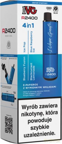 Urządzenie IVG R2400 Blue Starter Kit x 4 flavours Blackcurrant Lemonade Blue Raspberry Ice Blueberry Fusion Ice Pop 20 mg 1 szt TTT