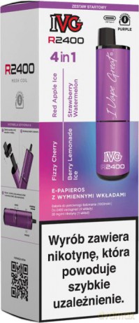 Urządzenie IVG R2400 Purple Starter Kit x 4 flavours Berry Lemonade Ice Red Apple Ice Fizzy Cherry Strawberry Watermelon 20 mg 1 szt TTT