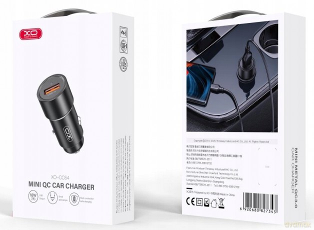 XO ładowarka samochodowa CC54 18W 1x USB czarna