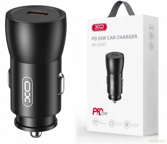 XO ładowarka samochodowa CC57 PD 25W 1x USB-C czarna