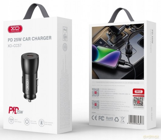 XO ładowarka samochodowa CC57 PD 25W 1x USB-C czarna