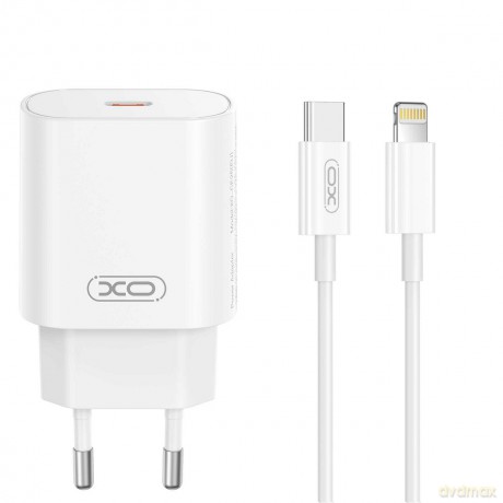 XO ładowarka sieciowa CE25 PD 25W 1x USB-C biała + kabel USB-C - Lightning