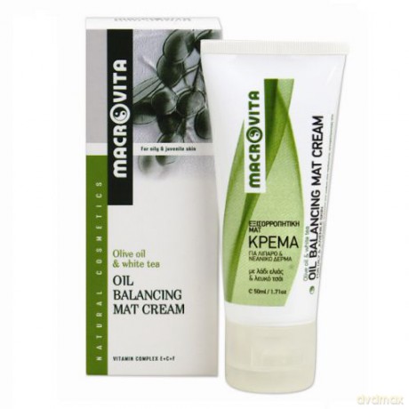 Macrovita oil balancing mat cream z bio-oliwą z oliwek i białą herbatą - krem regulująco-matujący do cery tłustej 50ml [KOSMETYKI]