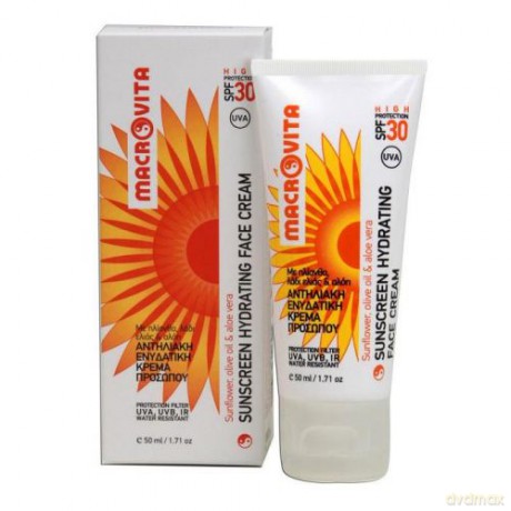 Macrovita sunscreen hydrating face cream spf30 z bio-słonecznikiem i bio-aloesem - nawilżający krem do twarzy z filtrem do opalania 50ml [KOSMETYKI]