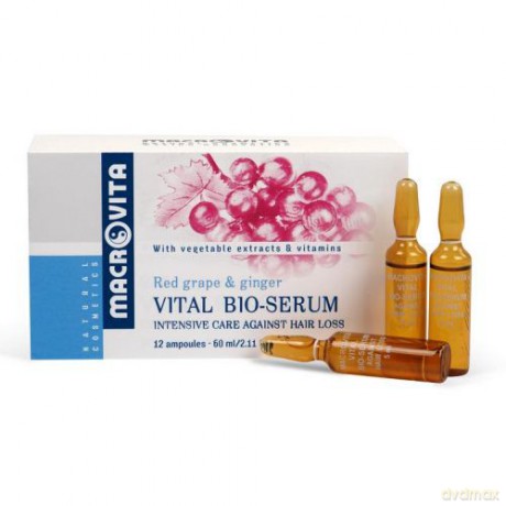 Macrovita vital bio-serum z bio-czerwonymi winogronami i imbirem - intensywna kuracja przeciw wypadaniu włosów 60ml (12 ampułek) [KOSMETYKI]