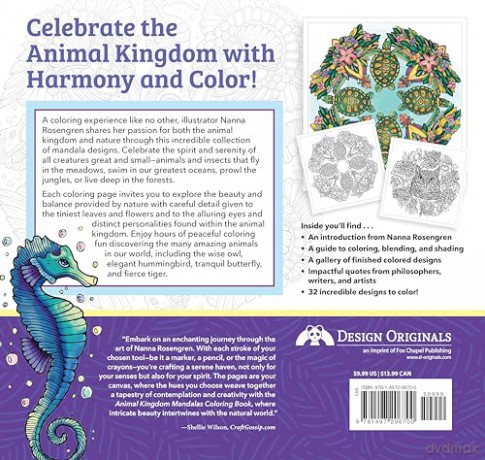 Animal Kingdom Mandalas Coloring Book - Nanna Rosengren [KSIĄŻKA]