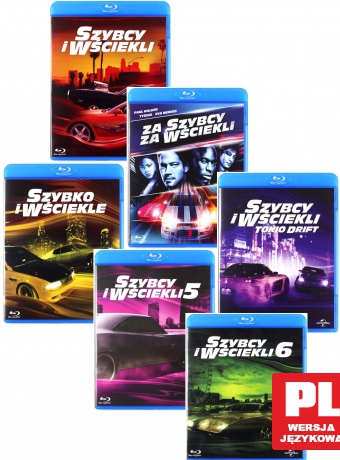 Szybcy i wściekli 1-6: Szybcy i wściekli / Za szybcy za wściekli / Tokio Drift / Szybko i wściekle / Szybka piątka / Szybcy i Wściekli 6 Pakiet [6Blu-Ray]