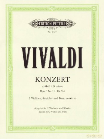CONCERT 11 D-MINOR OPUS 3 RV565 VIOLON: aus "L'estro armonico", Ausgabe für 2 Violinen und Klavier - Antonio Vivaldi [KSIĄŻKA]