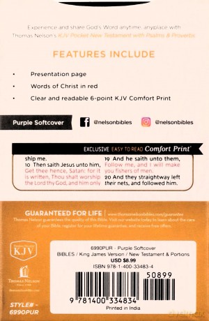 KJV, Pocket New Testament with Psalms and Proverbs, Brown Leatherflex, Red Letter, Comfort Print: KJV, New Testament With Psalms and Proverbs, Purple, Red Letter, Comfort Print [KSIĄŻKA]