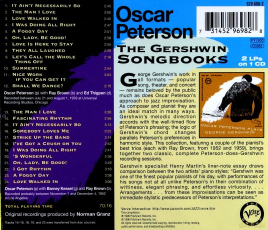 Oscar Peterson: The Gershwin Songbooks [CD]