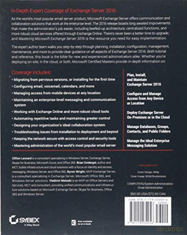 Mastering Microsoft Exchange Server 2016 - C Et Al Leonard [KSIĄŻKA]