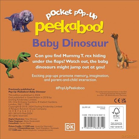 Pocket Pop Up Peekaboo Baby Dinosaur - Dk [KSIĄŻKA]