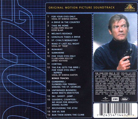 007 For Your Eyes Only (Remastered+Bonus Track) soundtrack (Tylko Dla Twoich Oczu) [CD]