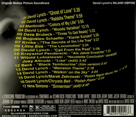 Inland Empire soundtrack (David Lynch) [CD]