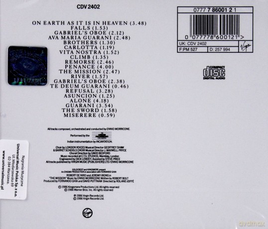 The Mission soundtrack (Misja) (Ennio Morricone) [CD]
