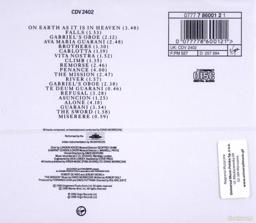 The Mission soundtrack (Misja) (Ennio Morricone) [CD]