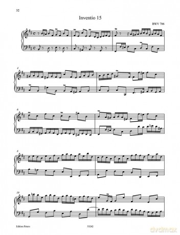 Two-part Inventions BWV 772-786 for Piano: Based on the Autograph Manuscript of 1723, Urtext (Edition Peters) - Johann Sebasti Bach [KSIĄŻKA]
