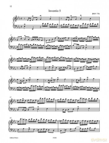 Two-part Inventions BWV 772-786 for Piano: Based on the Autograph Manuscript of 1723, Urtext (Edition Peters) - Johann Sebasti Bach [KSIĄŻKA]