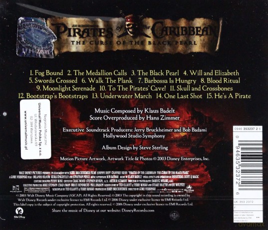Pirates Of The Caribbean 1: The Curse Of The Black Pearl soundtrack (Piraci z Karaibów. Klątwa Czarnej Perły) [CD]