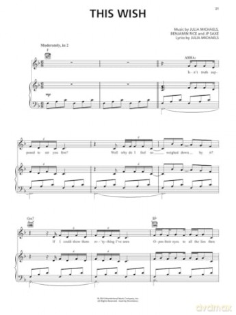 Wish. Music from the Motion Picture Soundtrack Piano, Vocal and Guitar. - Julia Michaels [KSIĄŻKA]