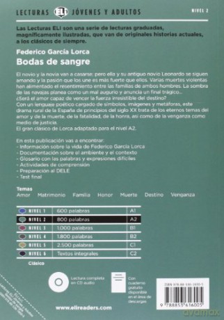 Young Adult ELI Readers - Spanish: Bodas de sangre (Lecturas Eli Jóvenes y adultos Nivel 2 A2): Bodas de sangre + downloadable audio - Mario Vargas Llosa [KSIĄŻKA]