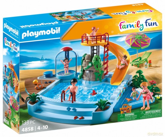 PLAYMOBIL Zestaw z figurkami Family Fun 4858 Basen odkryty ze zjeżdżalnią