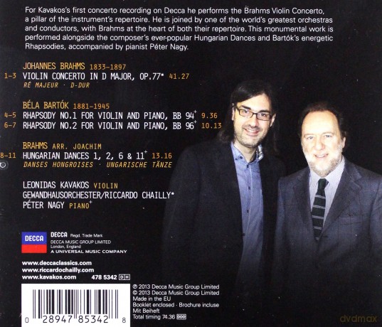 Leonidas Kavakos: Brahms Violin Concerto [CD]