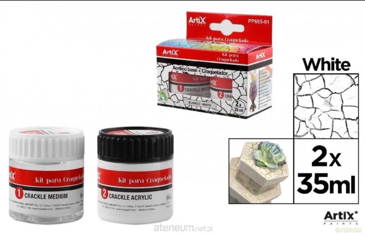 Farba akrylowa biała + środek do spękań 2x35ml