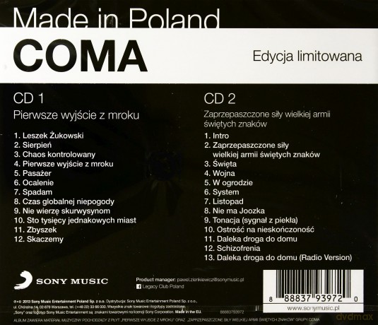 Coma: Pierwsze Wyjście Z Mroku / Zaprzepaszczone Siły Wielkiej Armii Świętych Znaków [2CD]