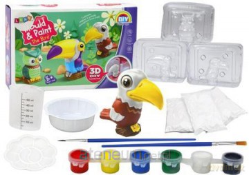 Odlewy gipsowe Ptaki 3D z farbami DIY