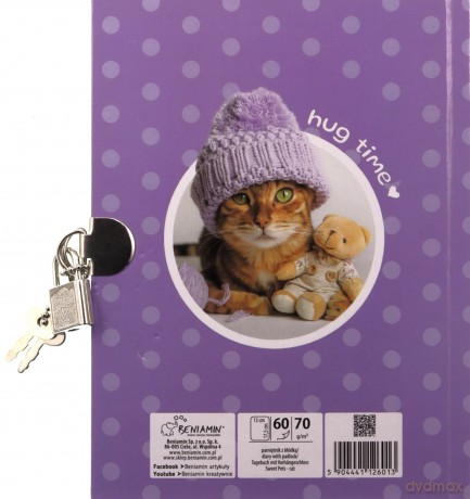 Pamiętnik z zakładką i kłódką The sweet pets Kot