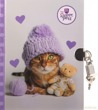Pamiętnik z zakładką i kłódką The sweet pets Kot