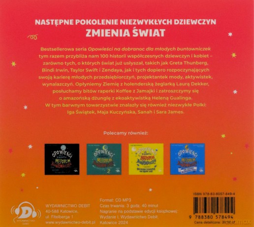 CD MP3 Opowieści na dobranoc dla młodych buntowniczek. 100 historii dziewczyn, które zmieniają świat [AUDIOBOOK]