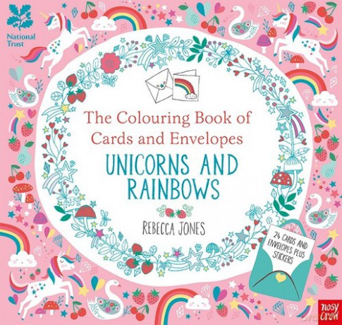 National Trust: The Colouring Book of Cards and Envelopes - Unicorns and Rainbows - Rebecca Jones [KSIĄŻKA]