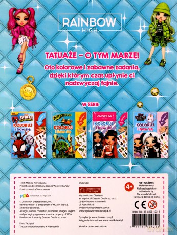 Rainbow High Koloruj i baw się 40 tatuaży - Monika Kiersnowska [KSIĄŻKA]