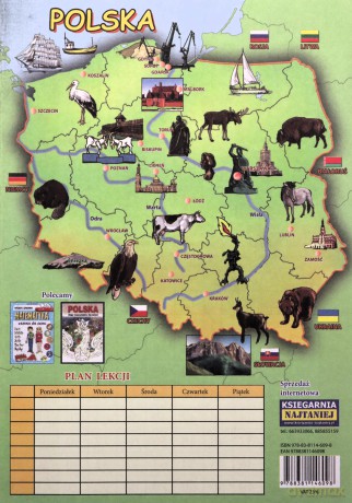 Tabliczka mnożenia + plan lekcji i mapa Polski