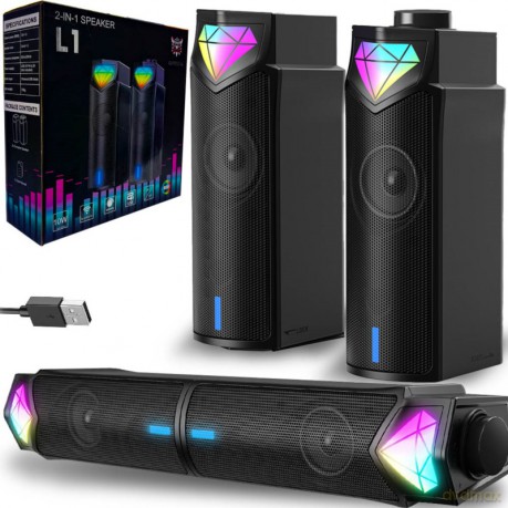ONIKUMA L1 Głośniki Gamingowe AUX BT 5.0 RGB Czarny