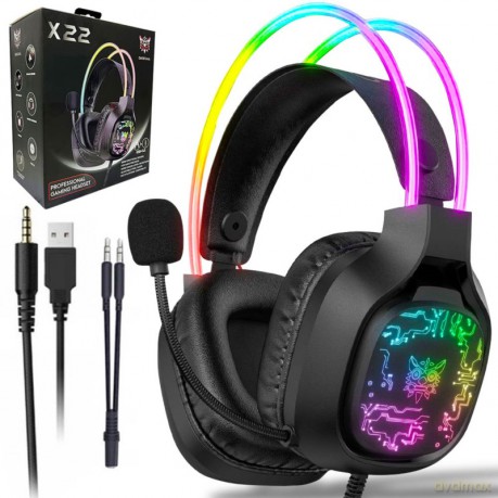 ONIKUMA X22 Słuchawki gamingowe nauszne RGB Czarny