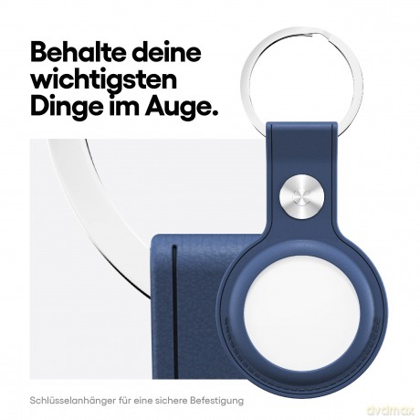 Keybudz - Leather Keyring for AirTag (Color: Cobalt Blue) [ETUI]