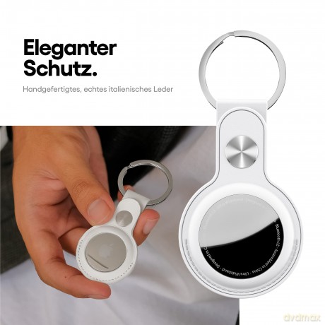 Keybudz - Leather Keyring for AirTag (Color: White) [ETUI]