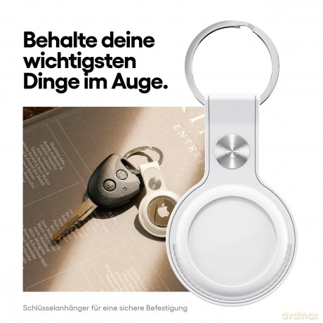 Keybudz - Leather Keyring for AirTag (Color: White) [ETUI]