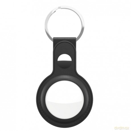 Keybudz - Leather Keyring for AirTag 2-pack (Color: Black) [ETUI]