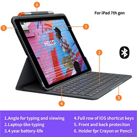 Logitech - Slim Folio for iPad 7-8-9th GRAPHITE [ETUI]