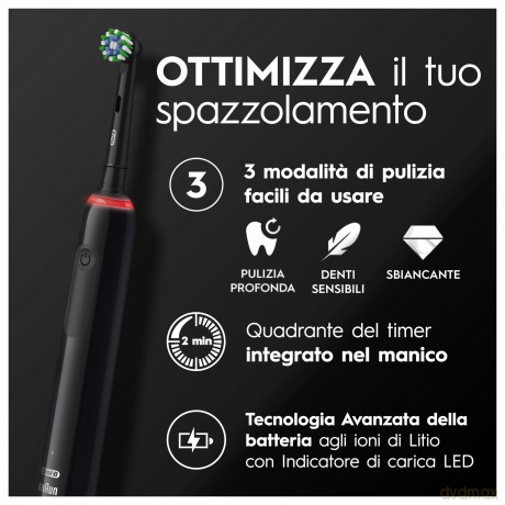 Oral-B - Pro3 Black + Extra CA Black Brush Head + TC