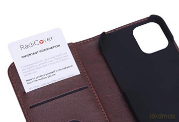 RadiCover - Radiation Protection Wallet PU iPhone 12 Mini Flipcover - Brown [ETUI]