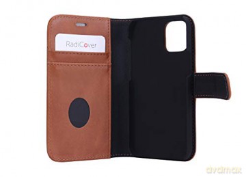 RadiCover - Radiationprotected Mobilewallet Leather iPhone 12 Mini Exclusive 2in1 Magnetcover - Brown [ETUI]