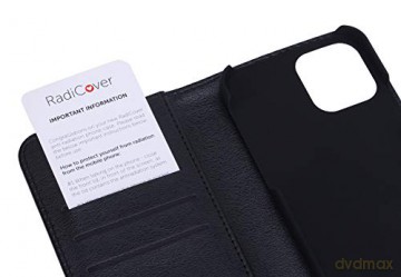 RadiCover - Radiationprotected Wallet PU iPhone 12/12 PRO Flipcover - Black [ETUI]