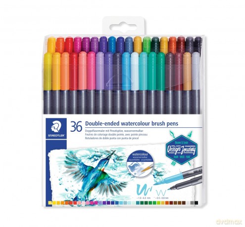 Flamastry Staedtler Design Journey dwustronne brush pen do akwareli 36 kolorów