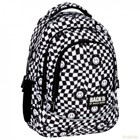 Plecak 3-komorowy Backup kratka Happy Face PLB6X14