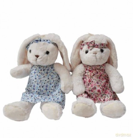 Maskotka Królik siedzący w sukience 28cm 4128 mix